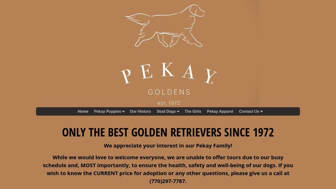 The home page of pekaygoldens.com
