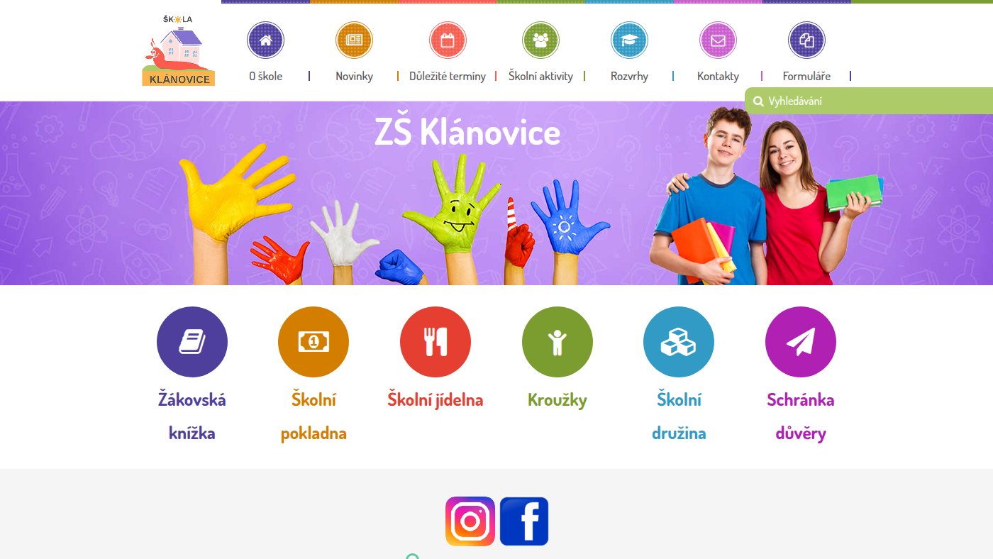 The home page of zs-kl.cz