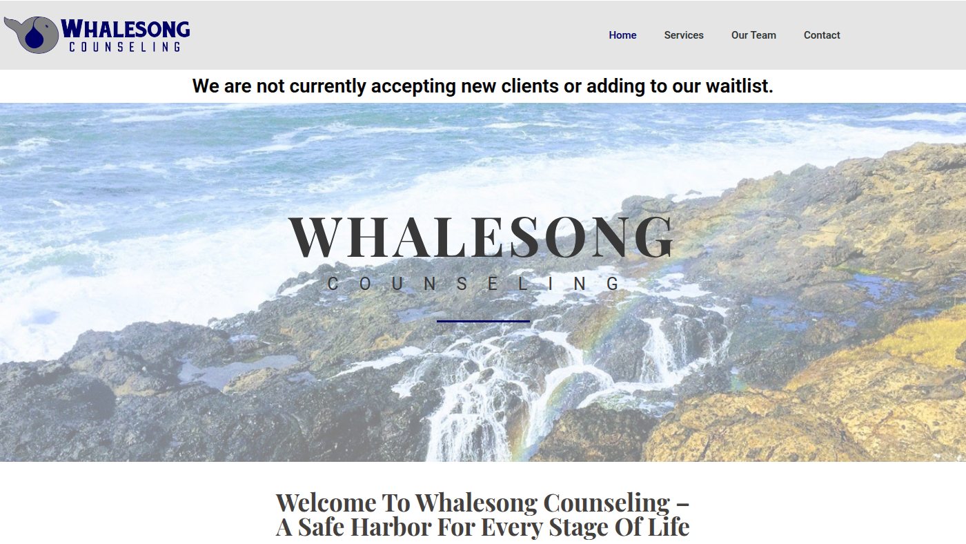 The home page of whalesongcounseling.com