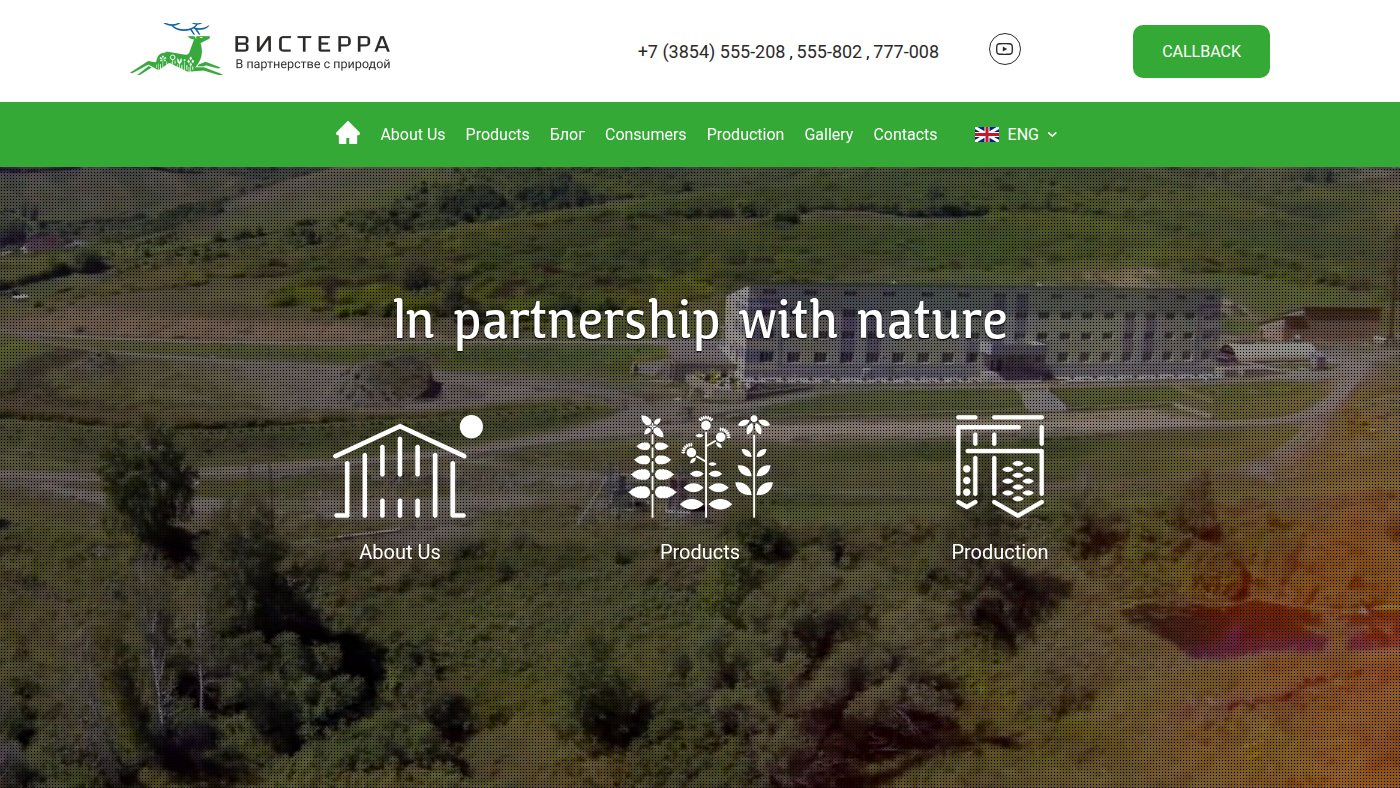 The home page of visterra.ru