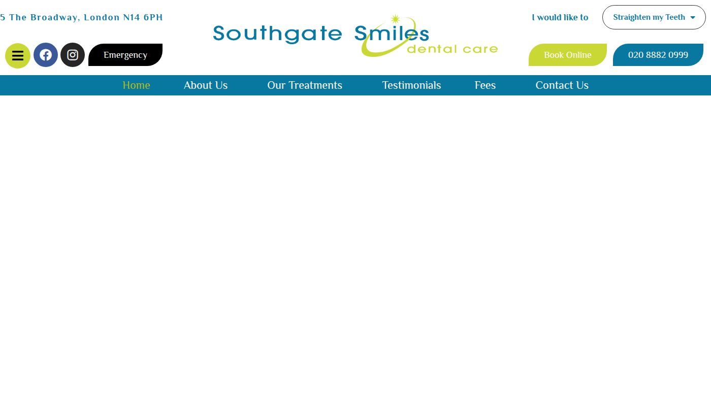 The home page of southgatesmiles.com