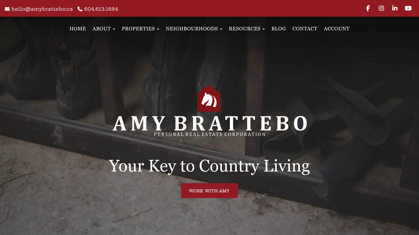 The home page of amybrattebo.ca