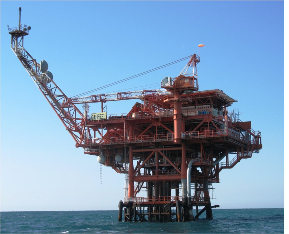 Una plataforma marina en el campo de gas de Darfeel