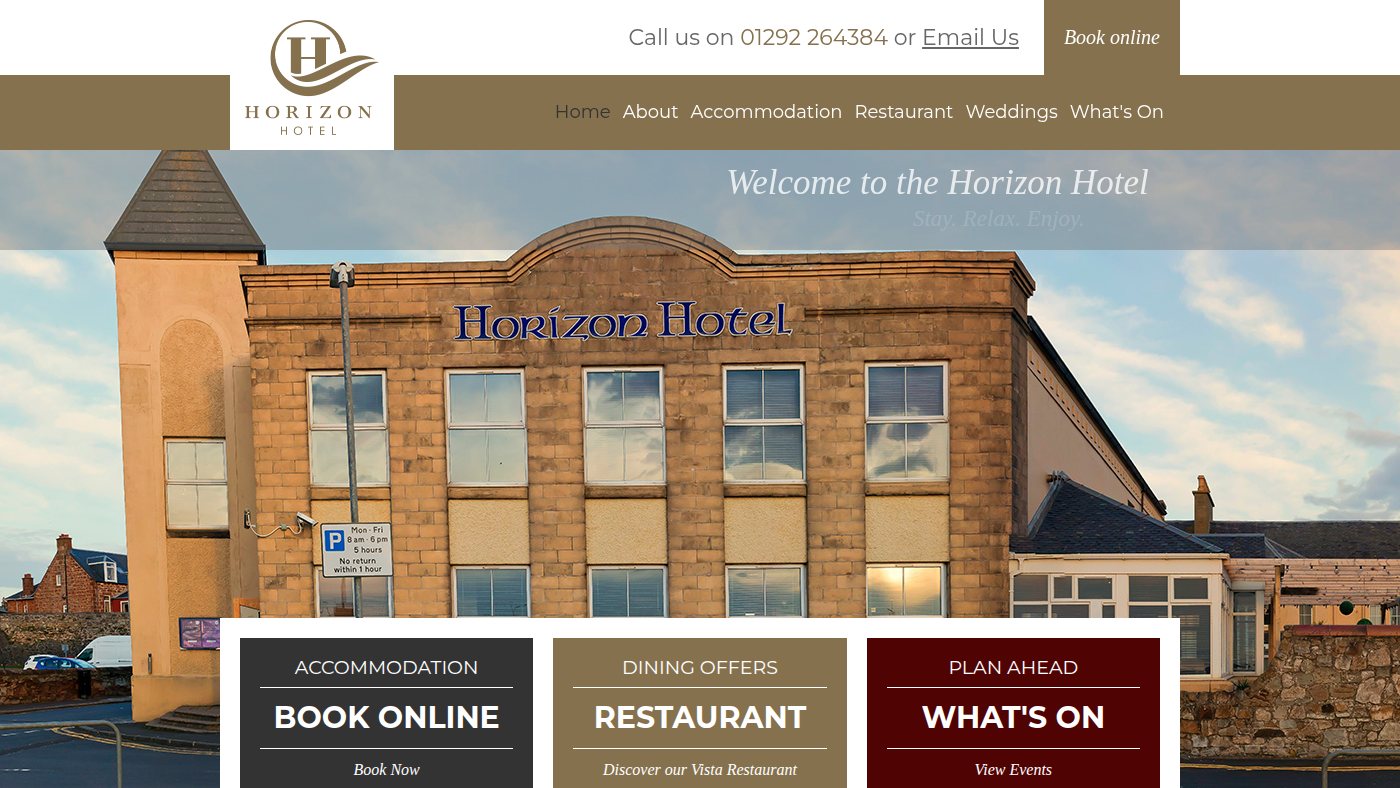 The home page of horizonhotel.com