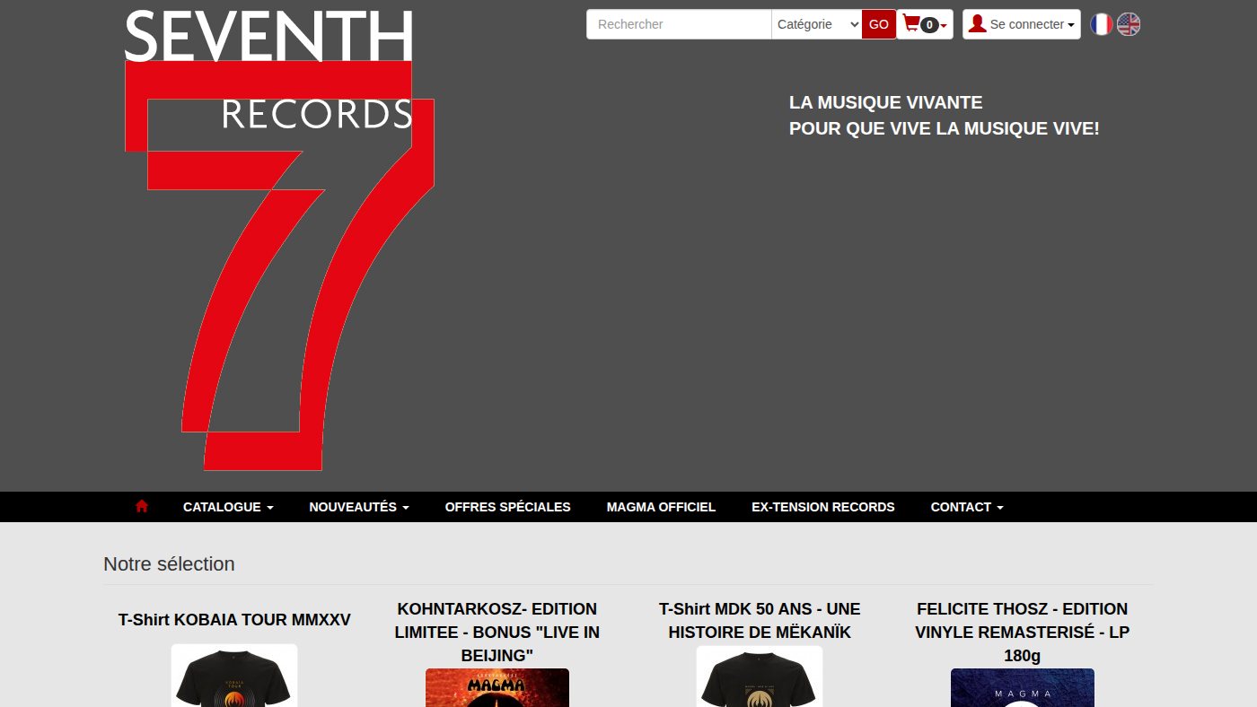 The home page of seventhrecords.com