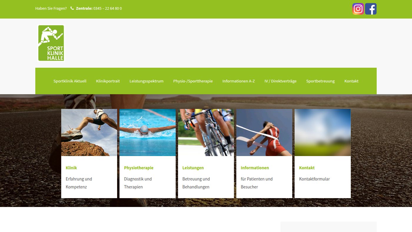 The home page of sportklinik-halle.de