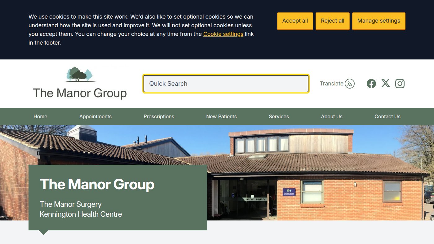 The home page of manorsurgeryoxford.co.uk