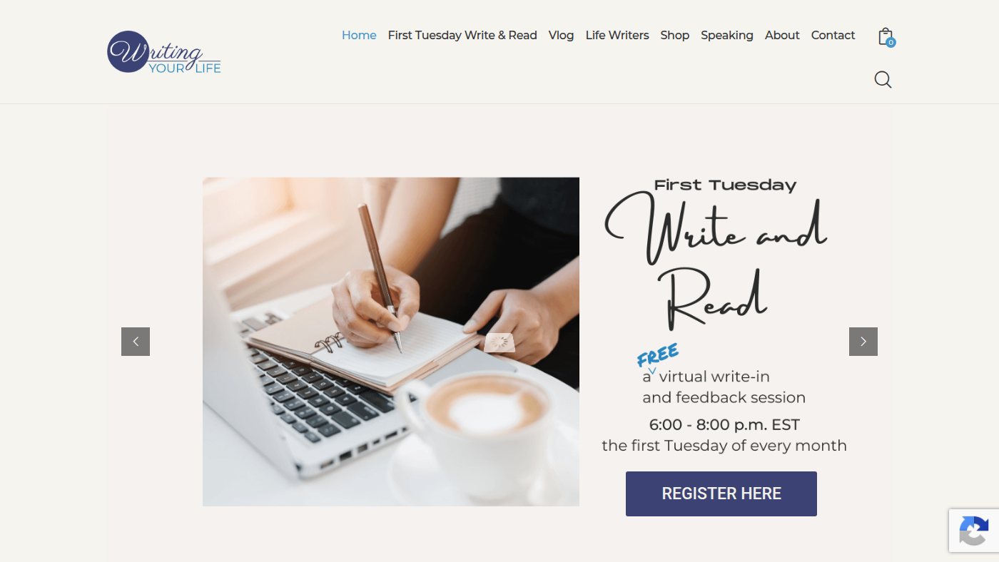 The home page of writingyourlife.org