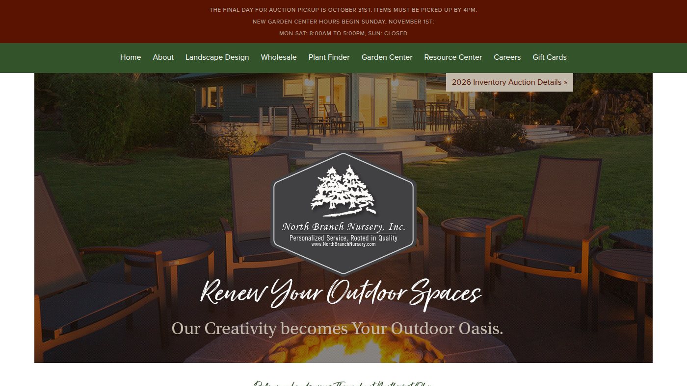 The home page of northbranchnursery.com
