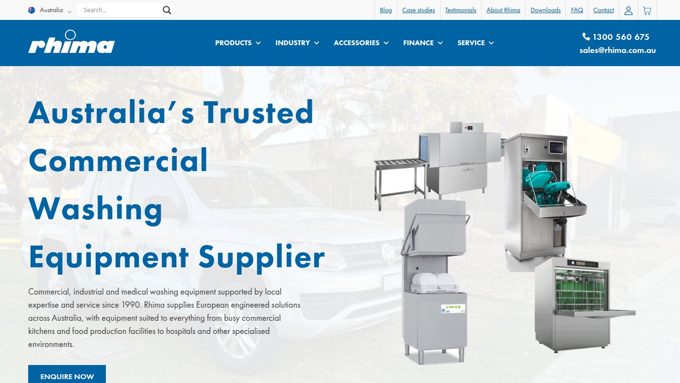 The home page of rhima.com.au