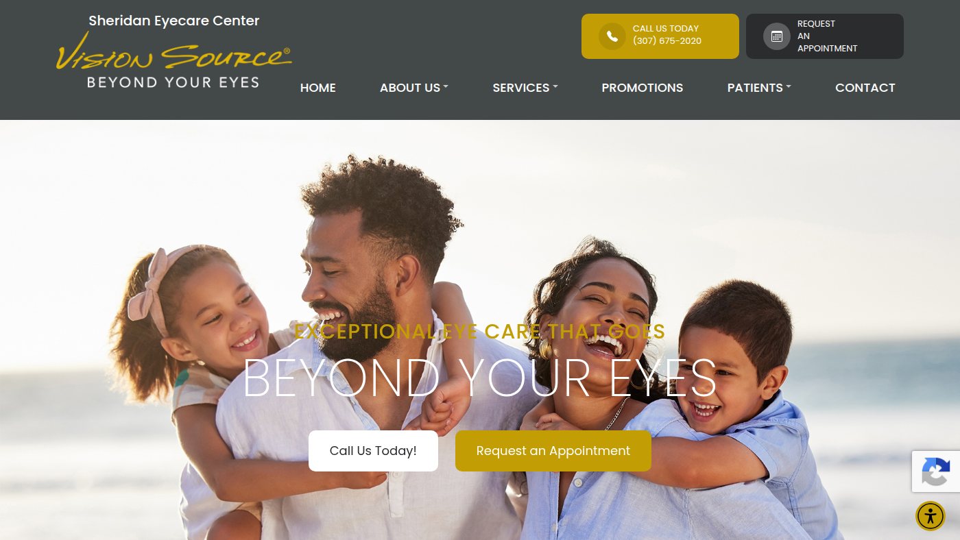 The home page of visionsource-sheridaneyecare.com