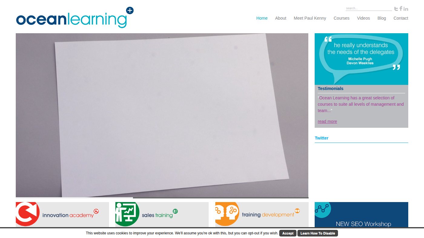 The home page of oceanlearning.co.uk