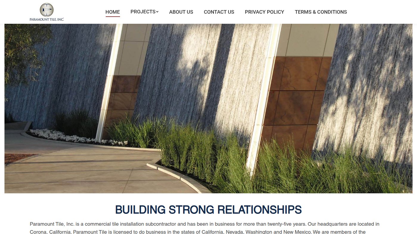 The home page of paramounttile.com