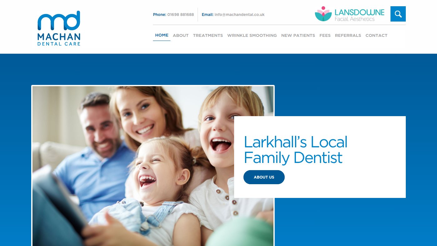 The home page of machandental.co.uk