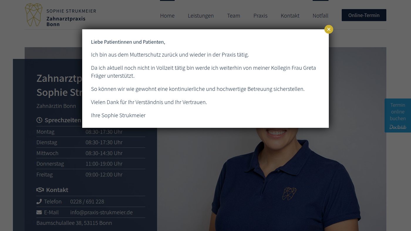 The home page of zahnaerztin-bonn-strukmeier.de