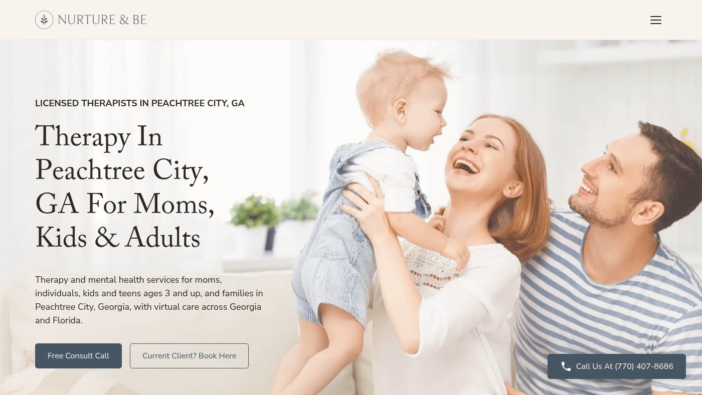 The home page of nurtureandbe.com