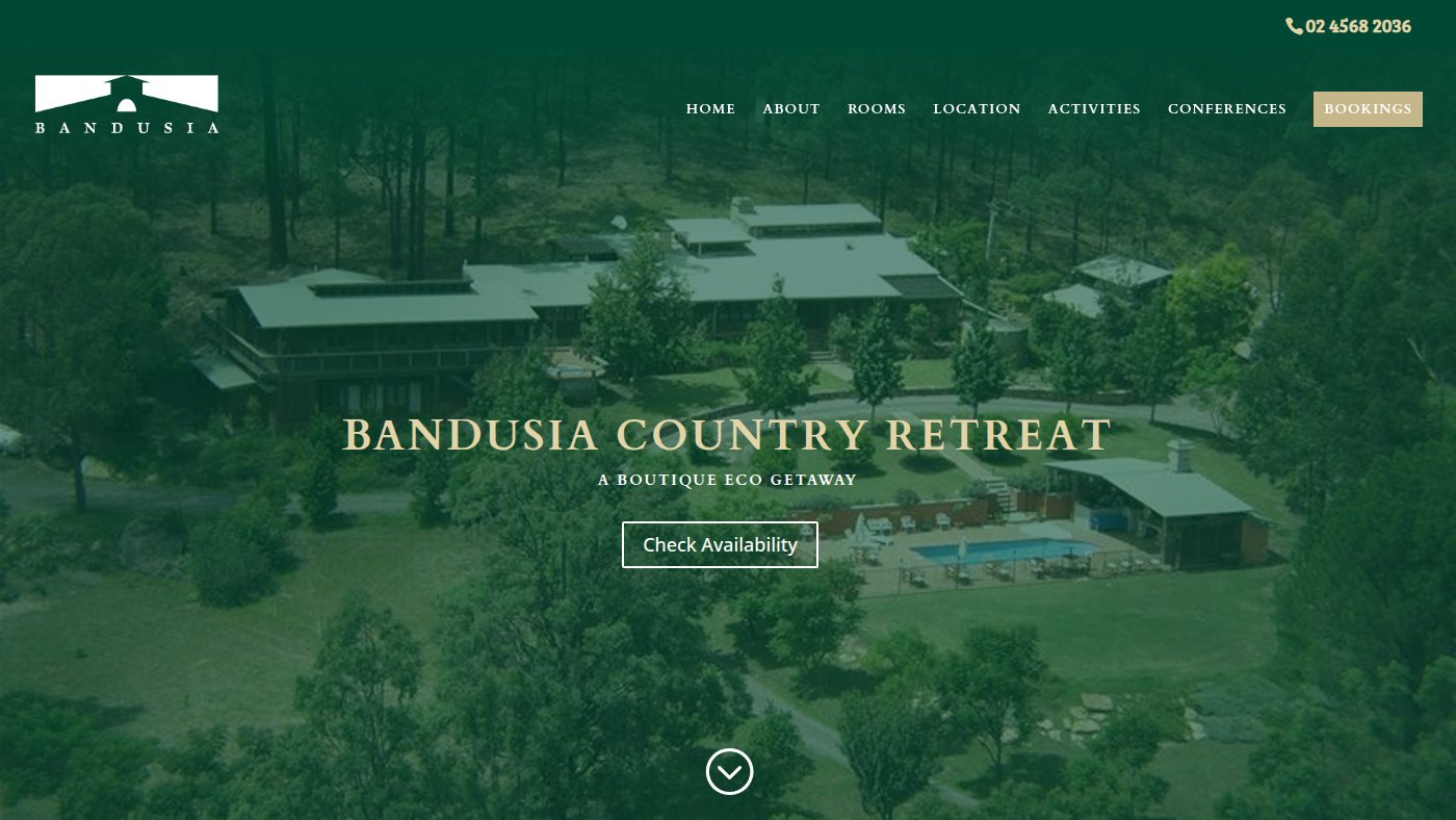 The home page of bandusia.com.au