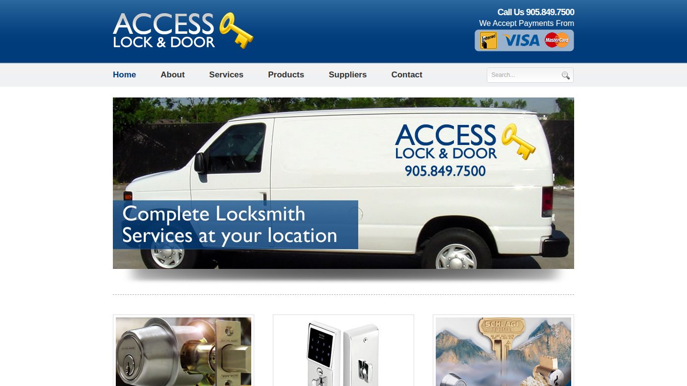 The home page of accesslock.ca
