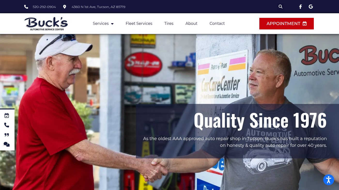 The home page of bucksautomotive.com