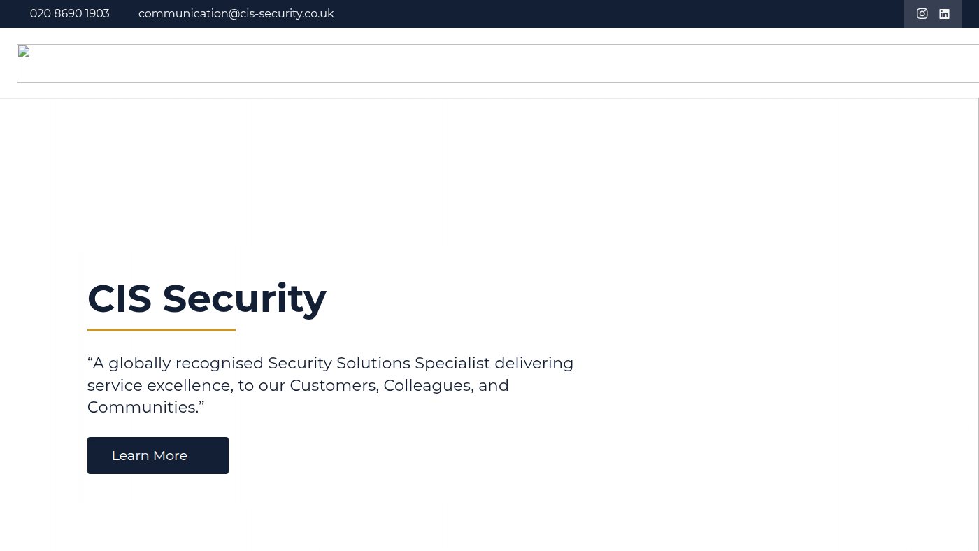 The home page of cis-security.co.uk
