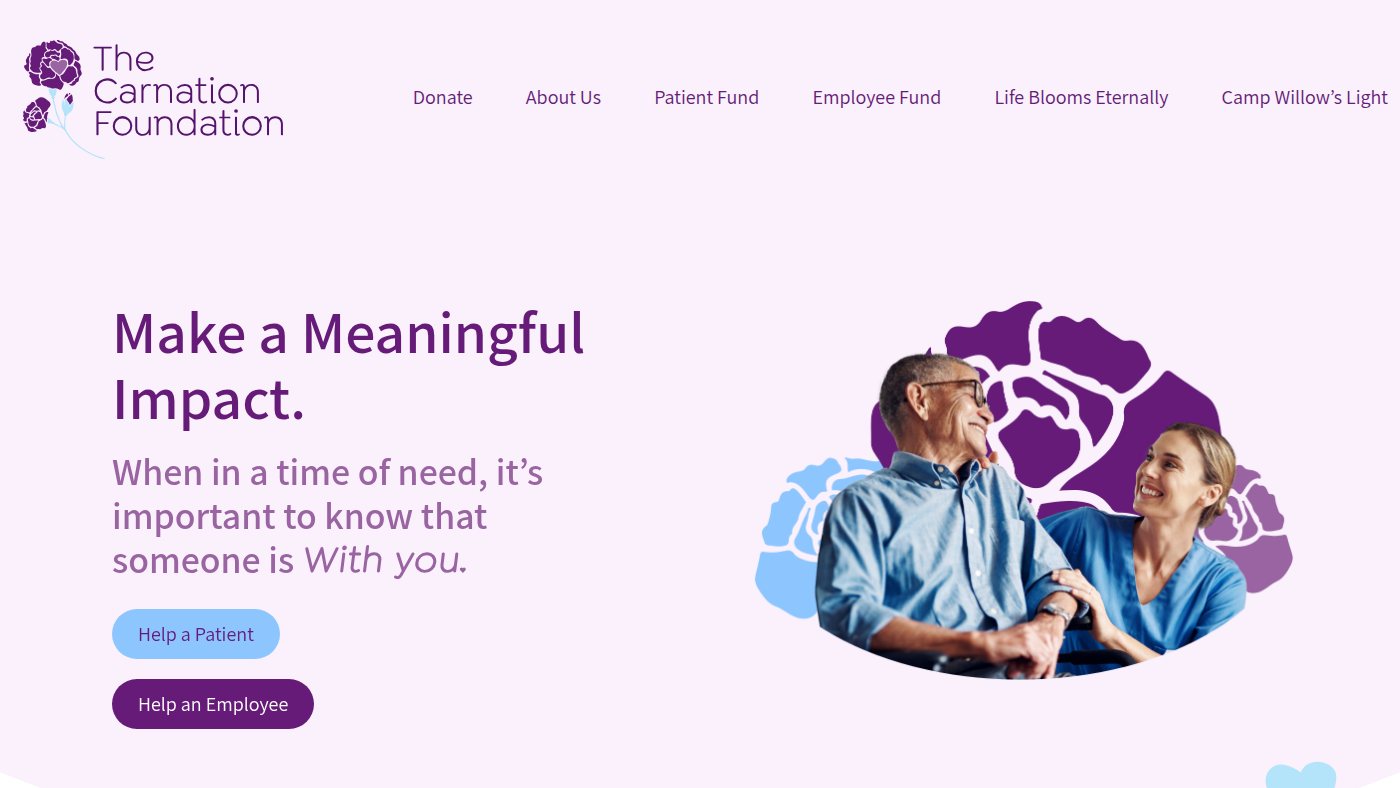 The home page of carnationfoundation.org