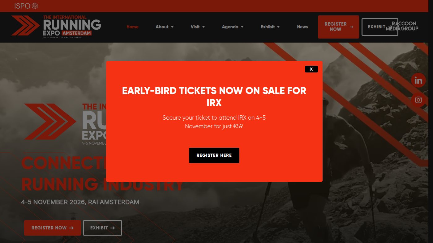 The home page of internationalrunningexpo.com