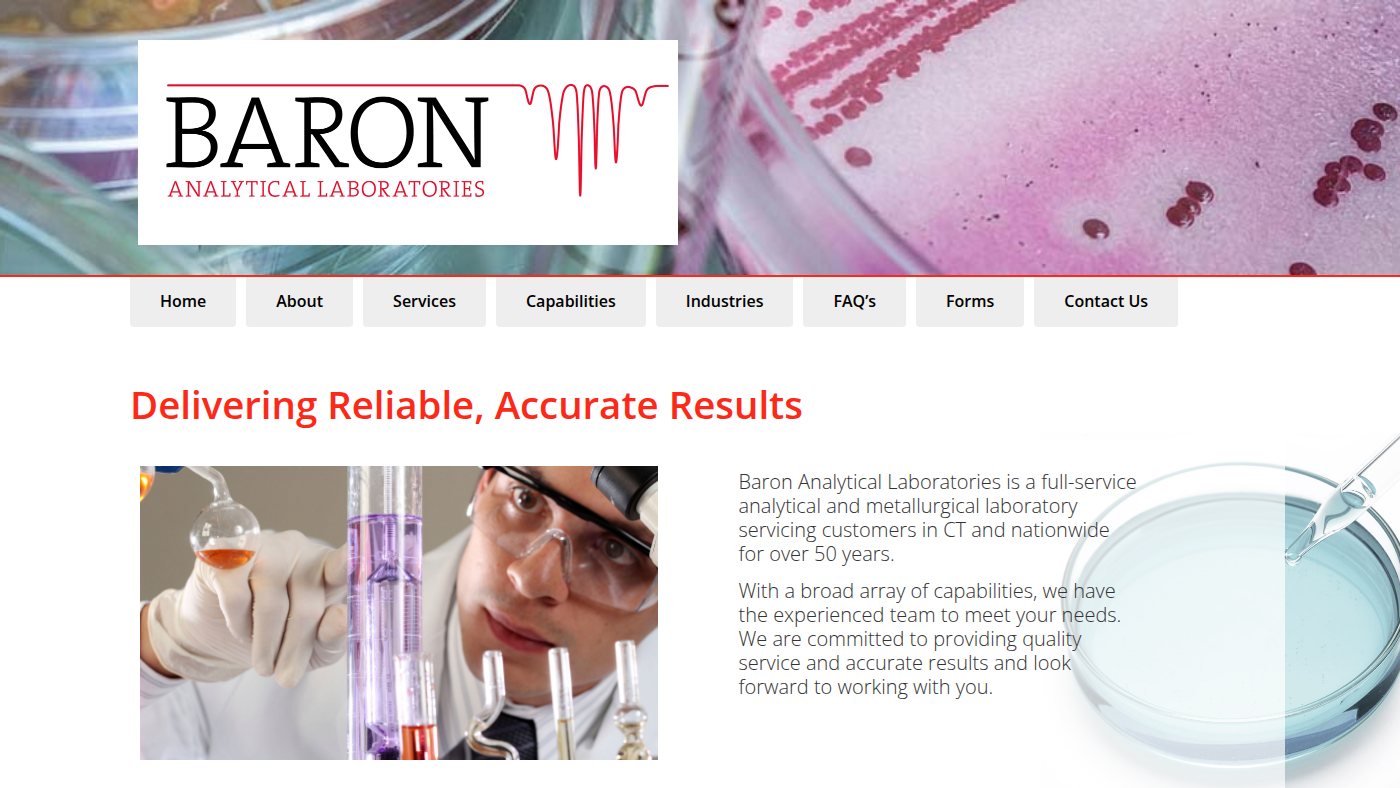 The home page of baronlabsct.com