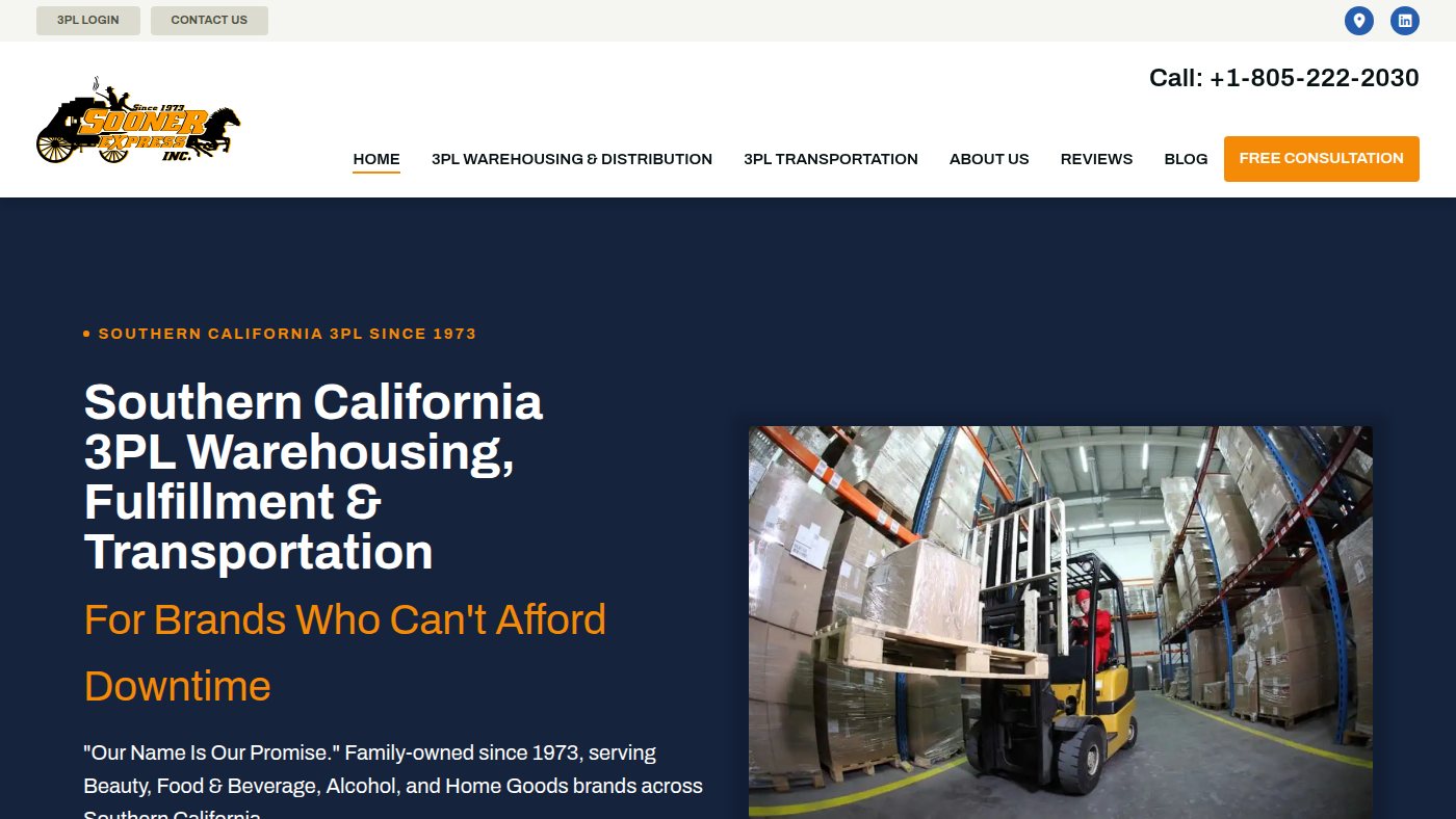 The home page of soonerlogistics.com