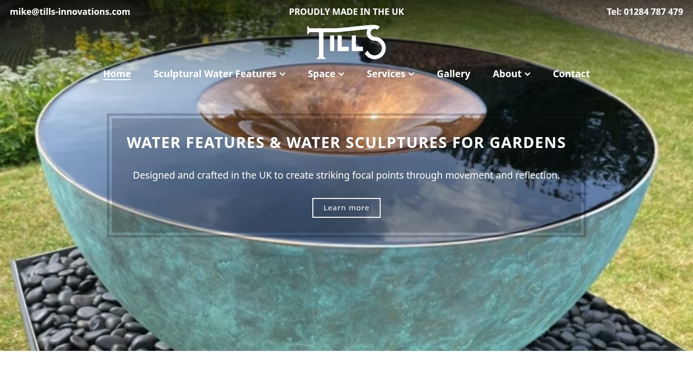 The home page of waterfeaturespecialist.co.uk