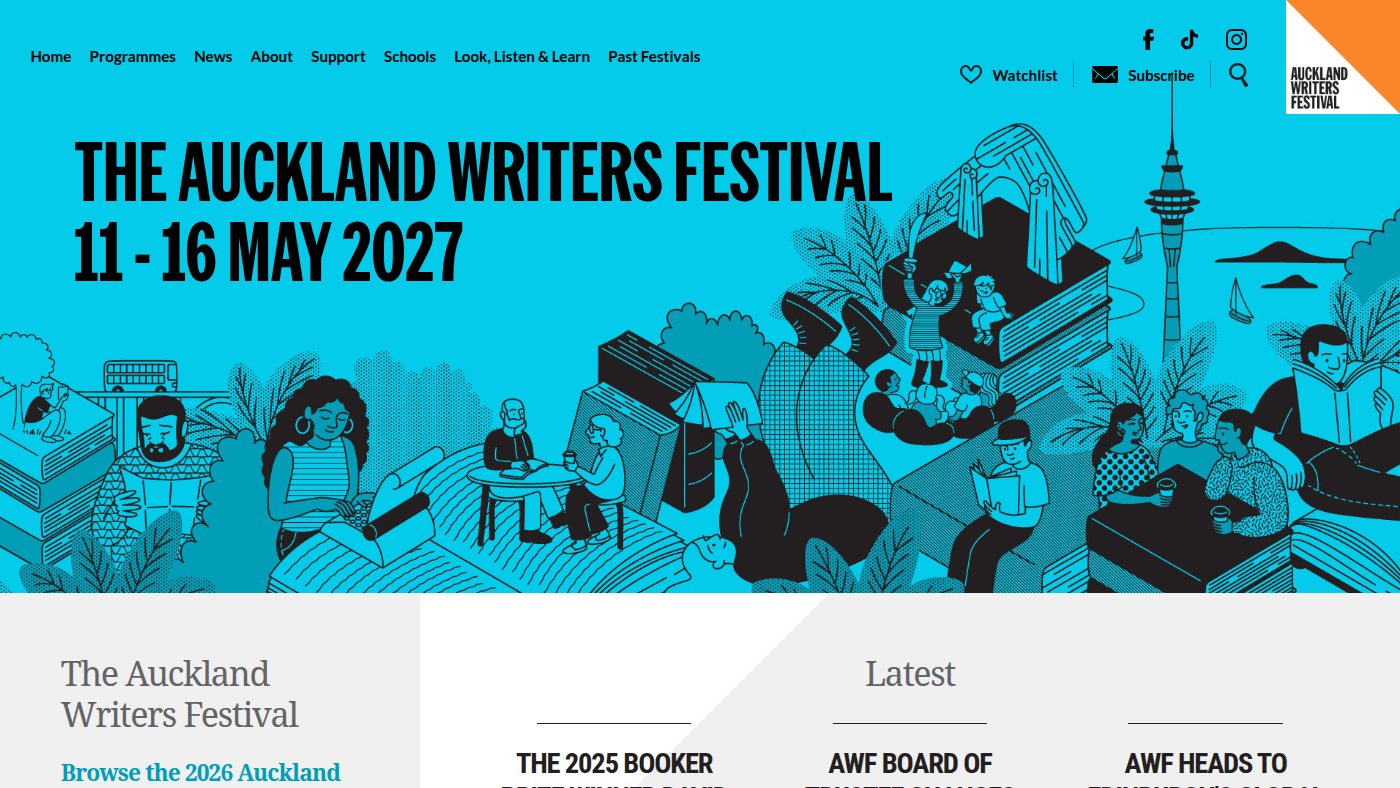 The home page of writersfestival.co.nz