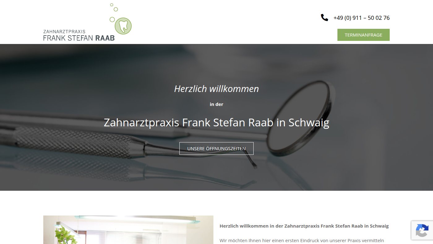 The home page of zahnarzt-frank-raab.de