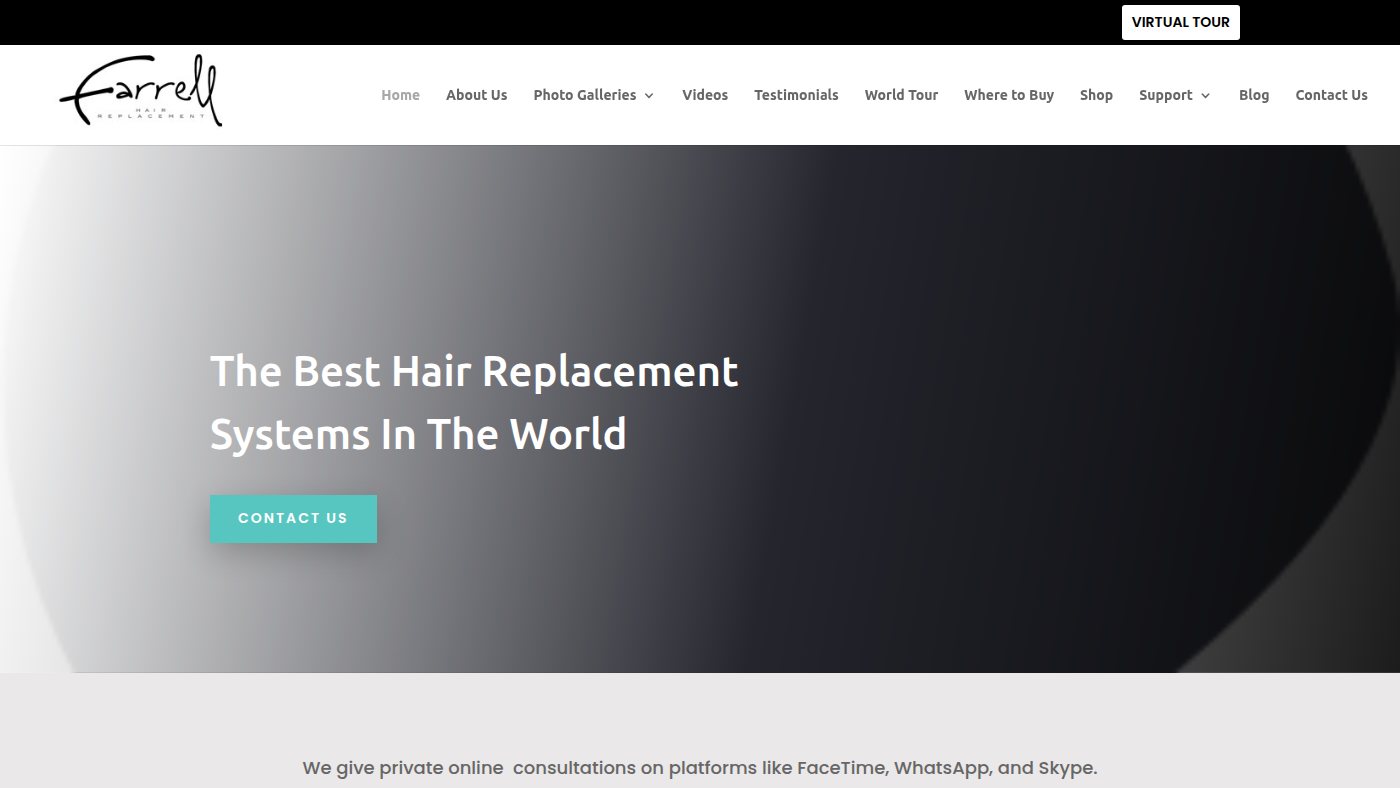 The home page of farrellhair.com