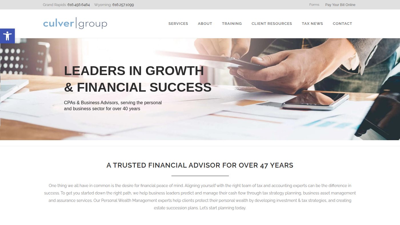 The home page of culvercpagroup.com