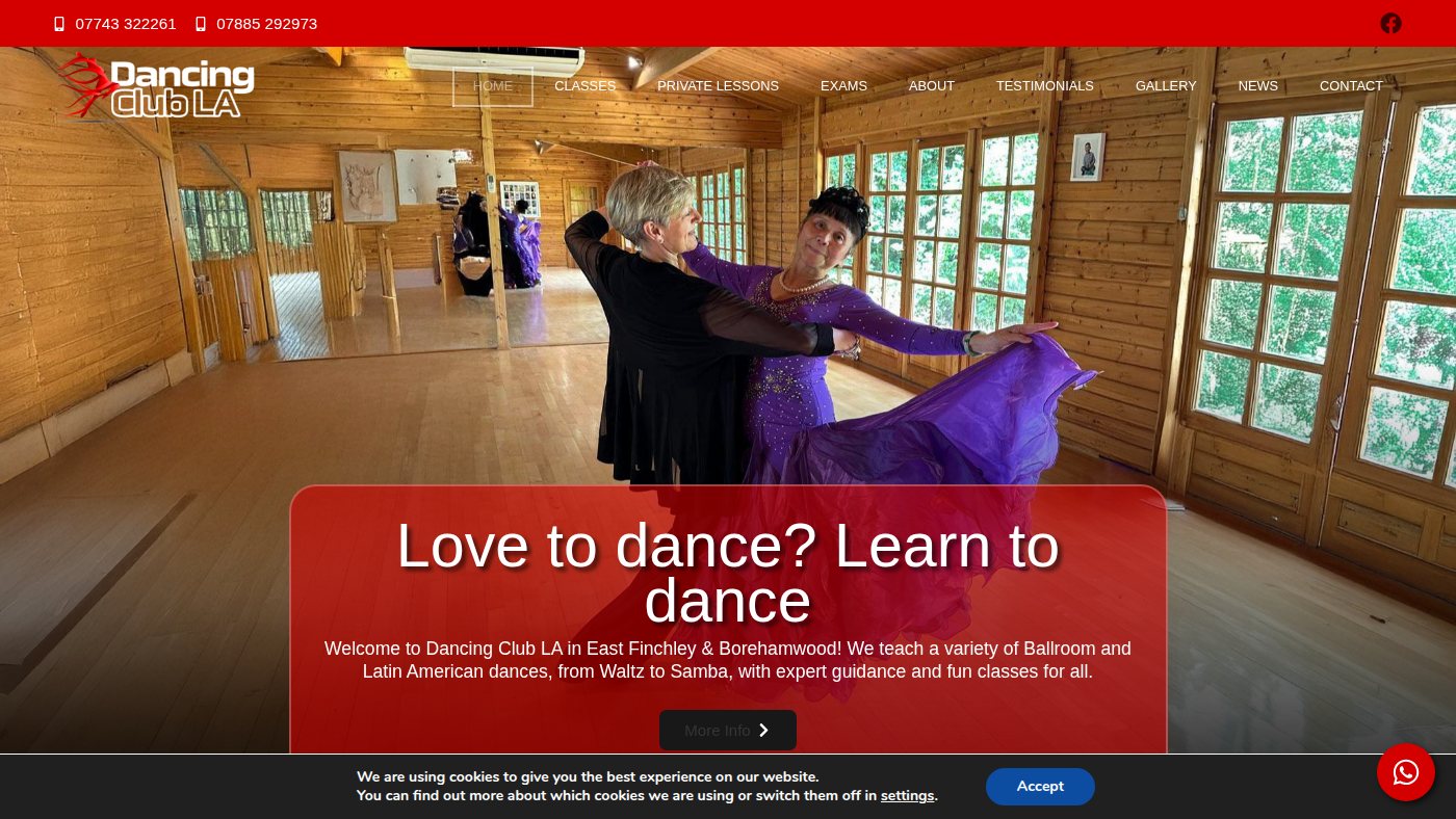 The home page of dancingclubla.co.uk