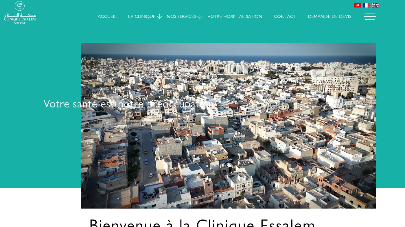 The home page of clinique-essalem.com