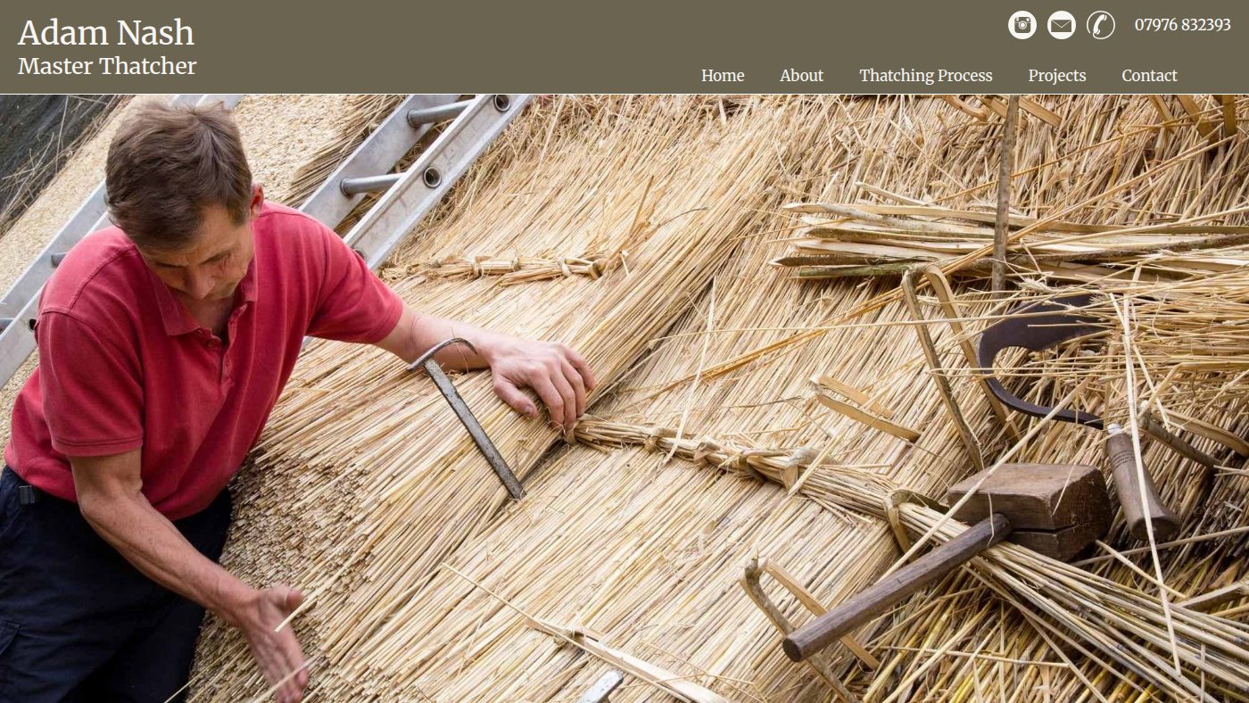 The home page of adamnashthatcher.co.uk