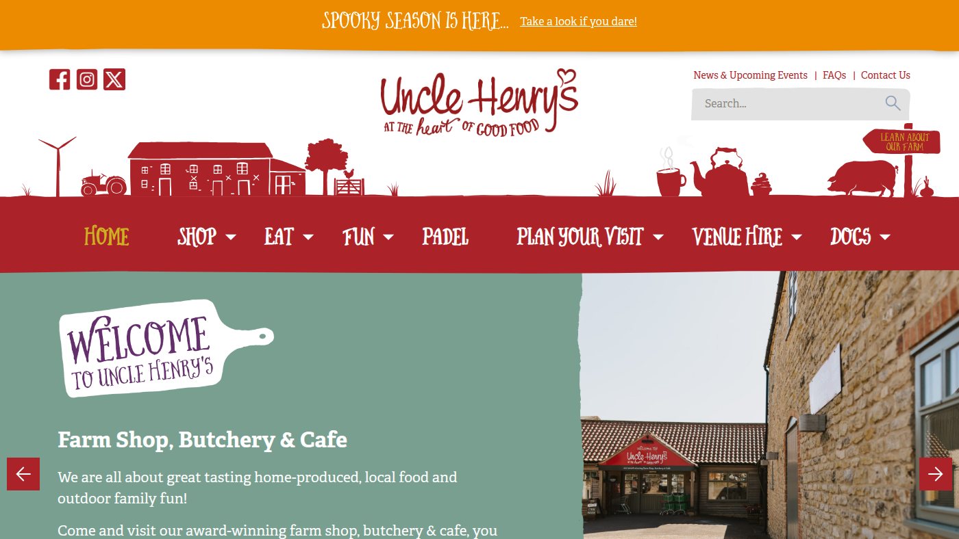 The home page of unclehenrys.co.uk