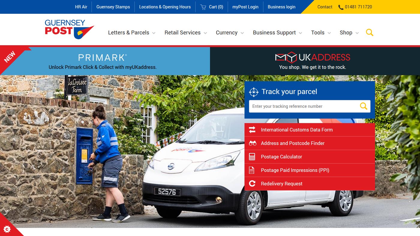 The home page of guernseypost.com