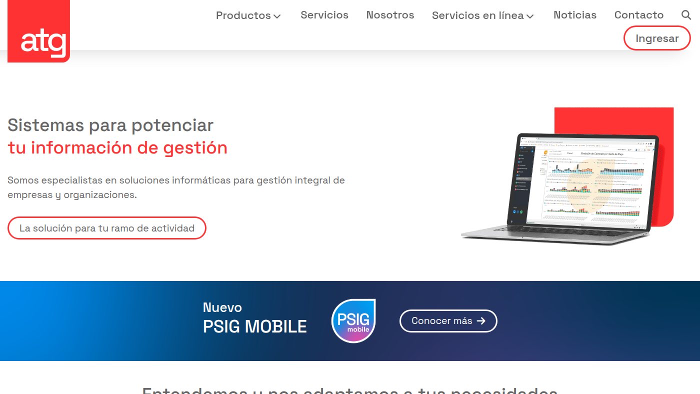The home page of atg.com.uy