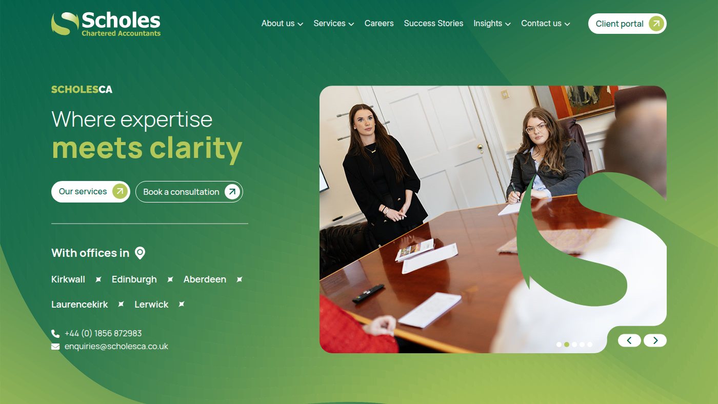 The home page of scholesca.co.uk
