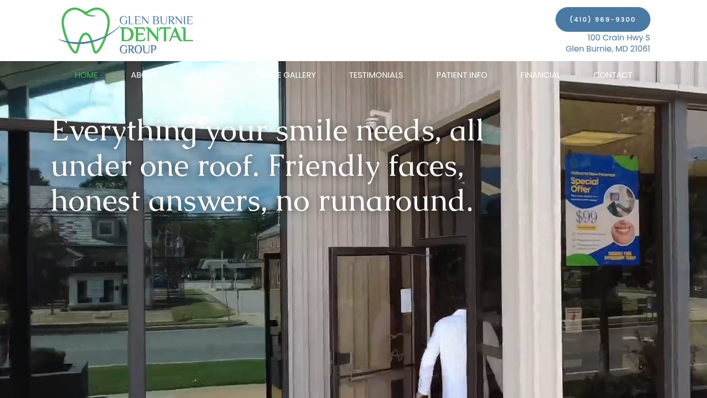 The home page of glenburniedentalgroup.com