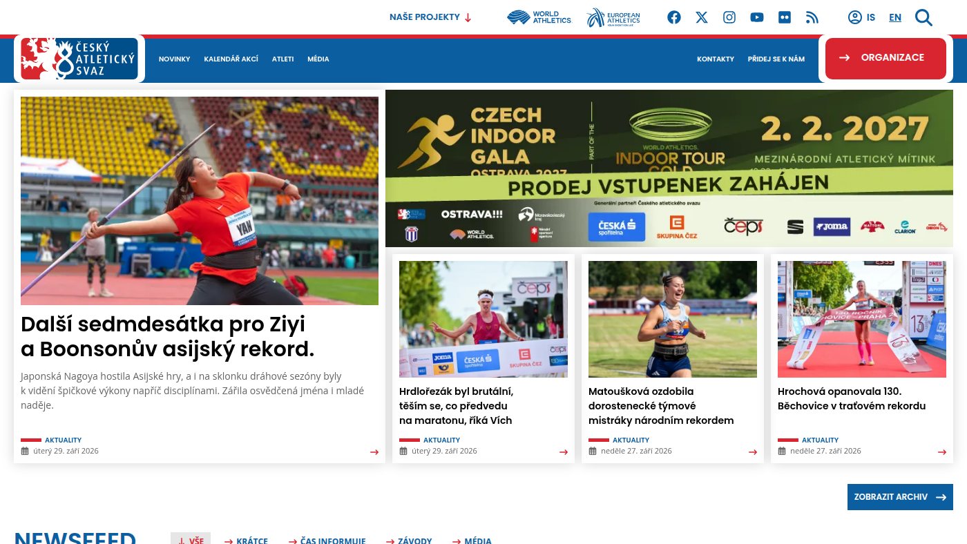 The home page of atletika.cz