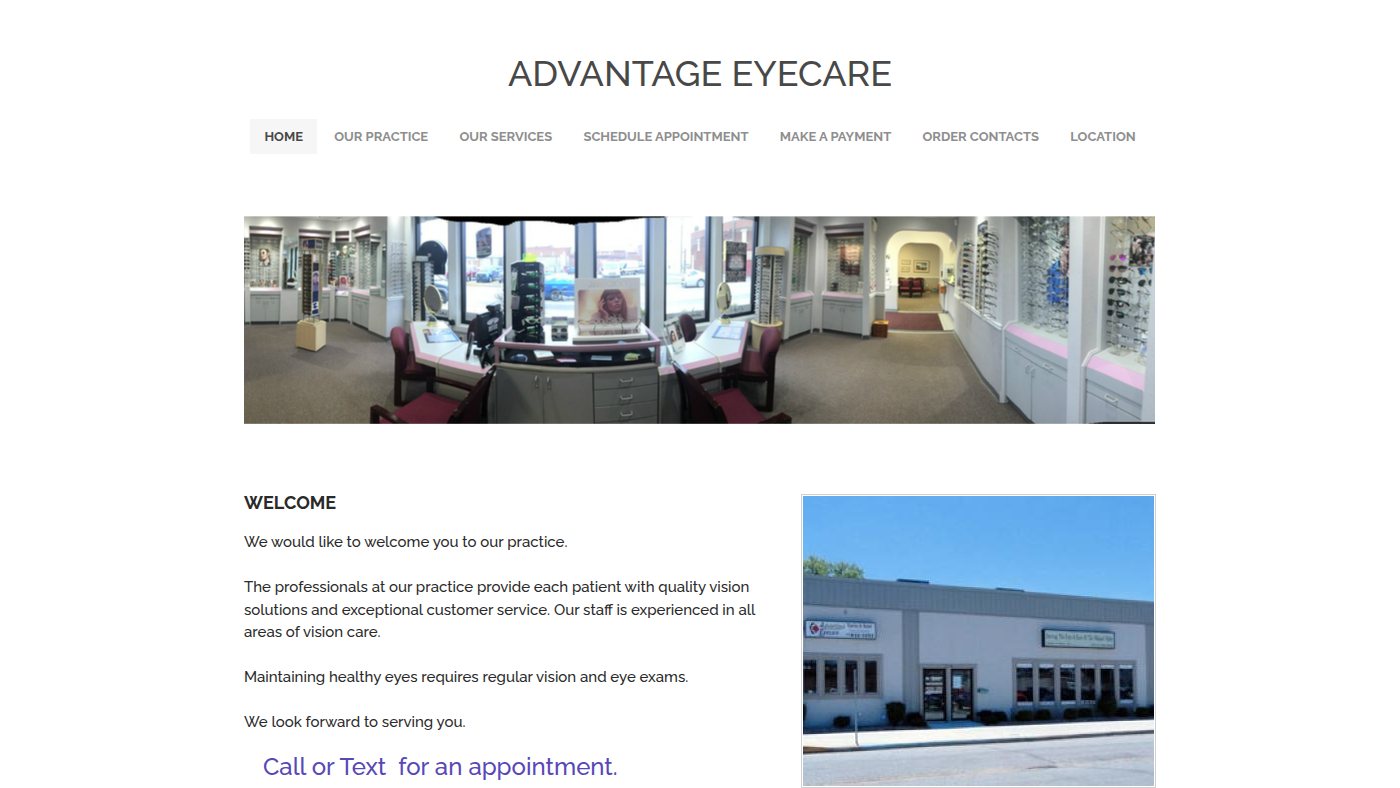 The home page of advantageeyecare.org