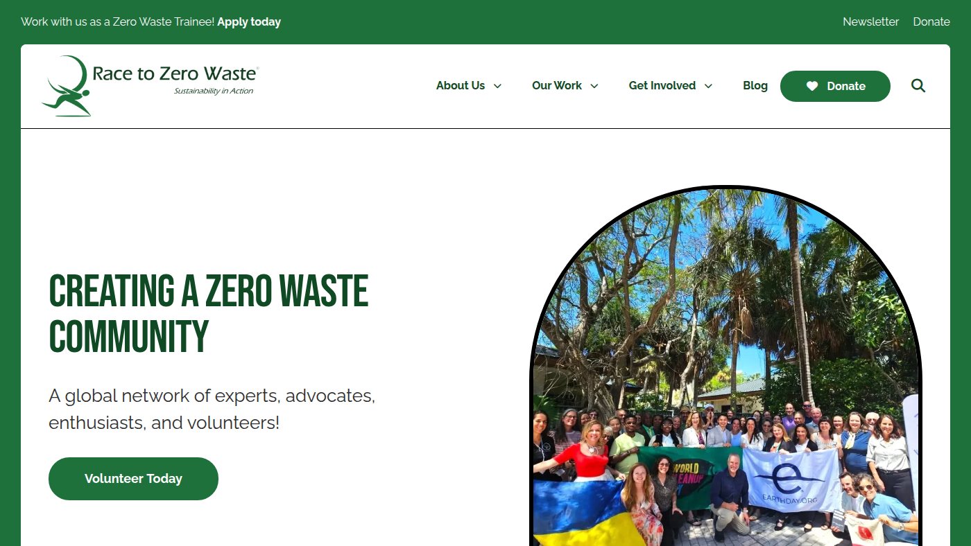 The home page of racetozerowaste.org