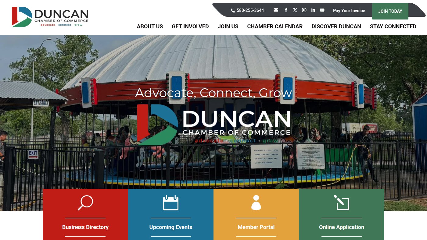 The home page of duncanchamber.com