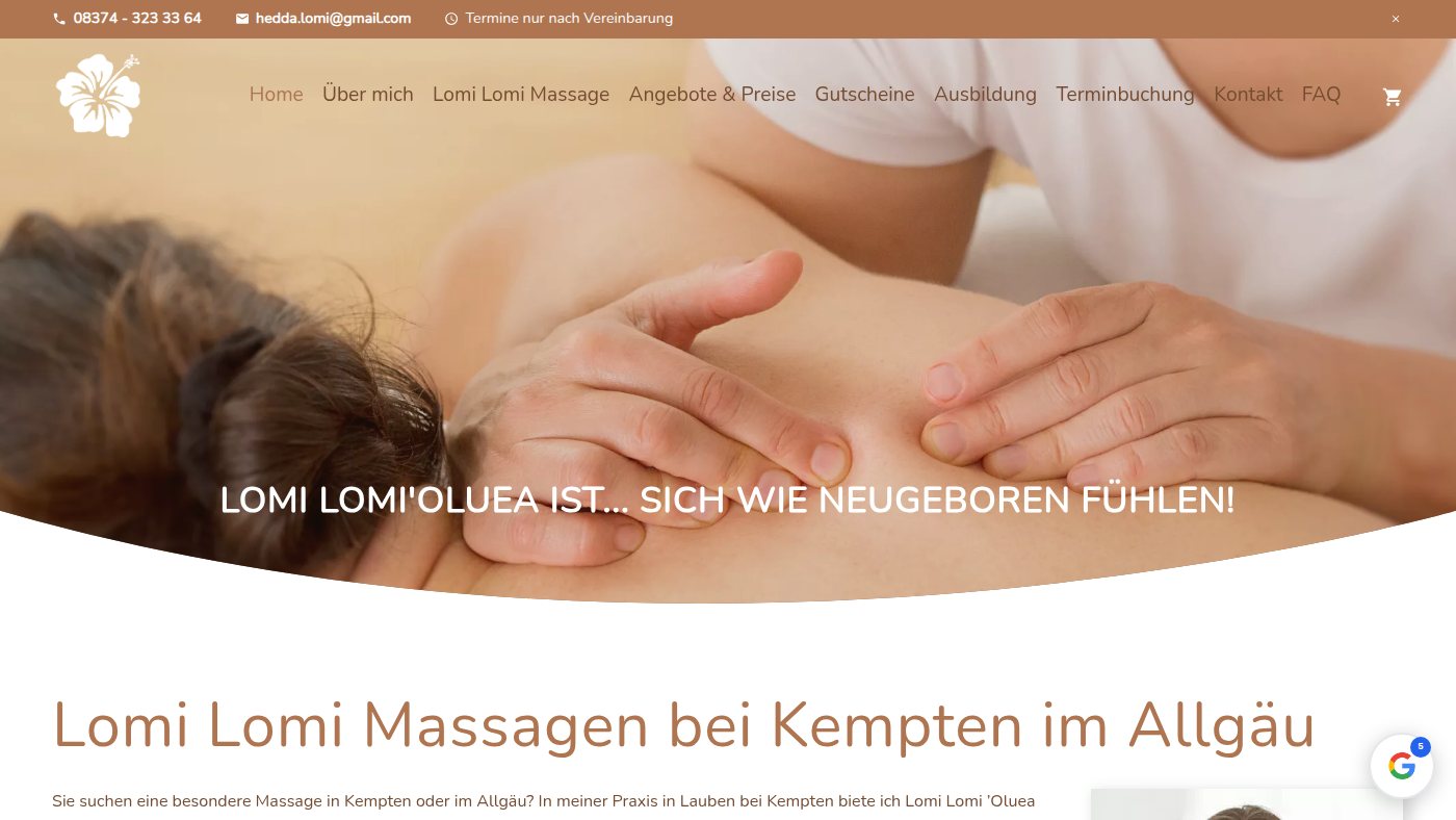 The home page of lomilomi-massagen.de
