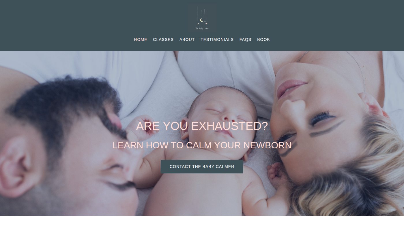 The home page of thebabycalmer.co.uk