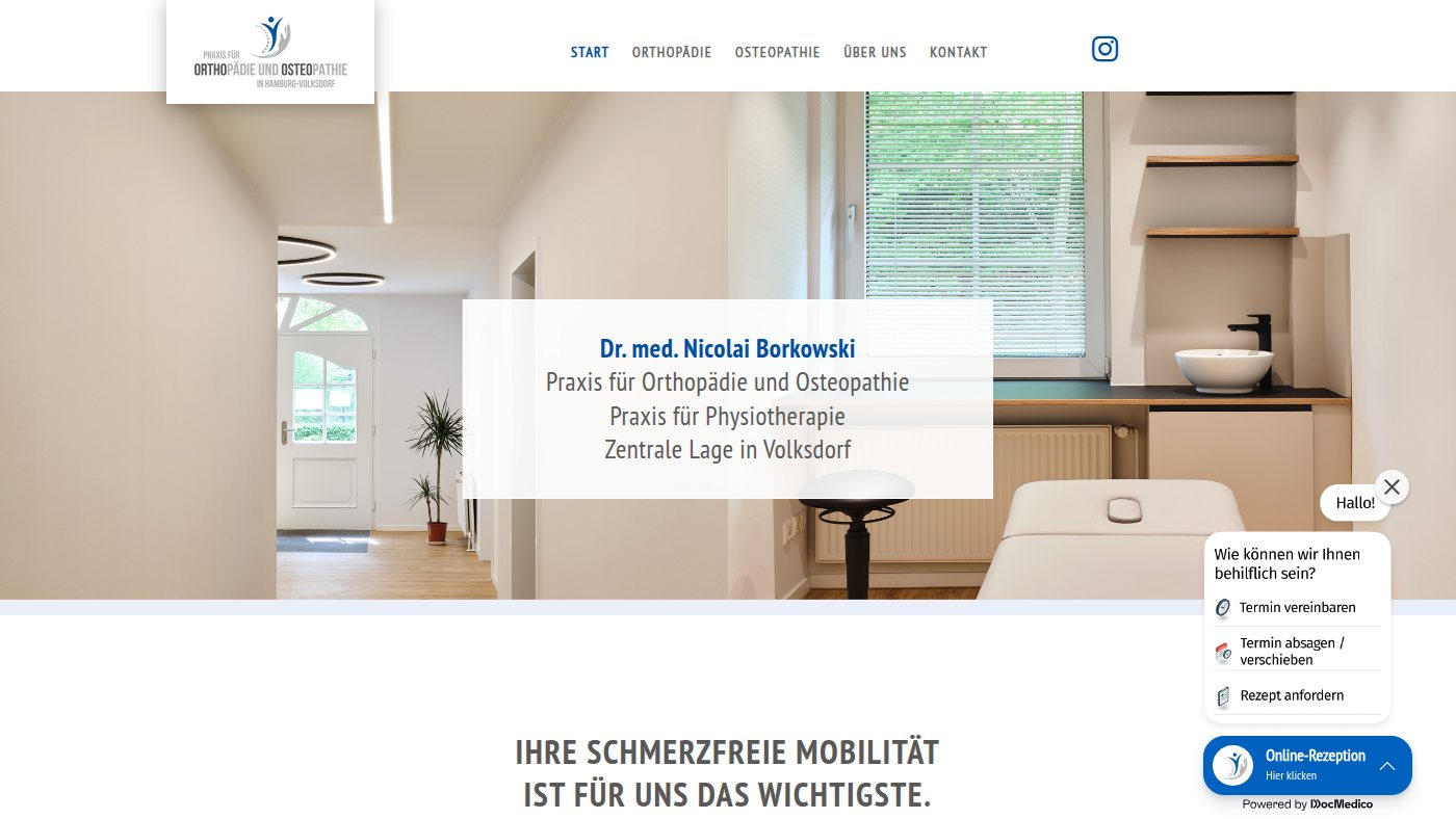 The home page of ortho-osteo.de