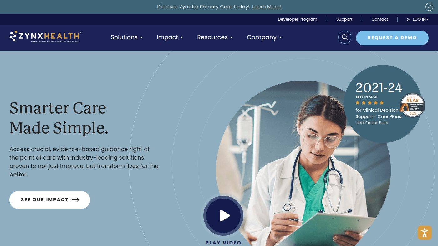 The home page of zynxhealth.com