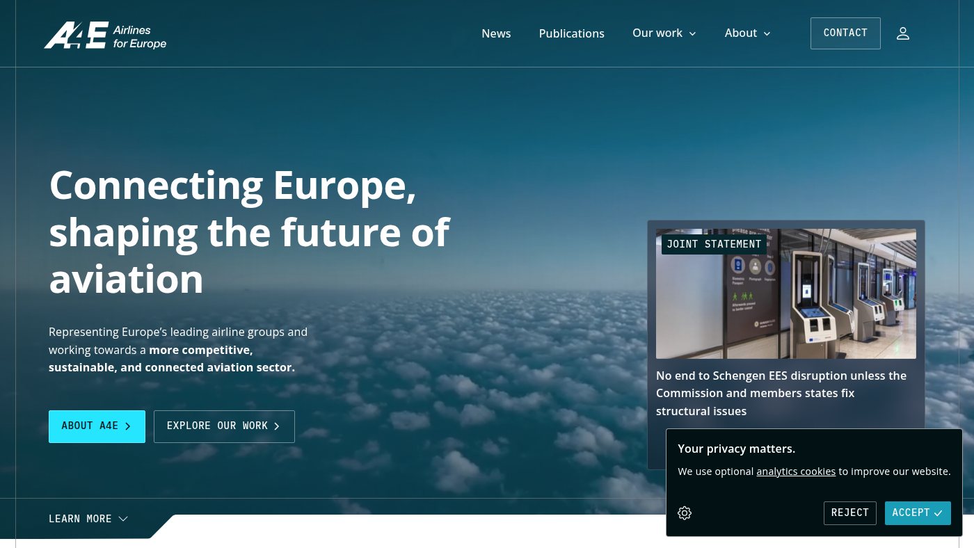 The home page of a4e.eu